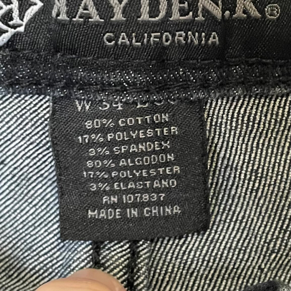 Kayden K Mens Dark Black Denim Wash Jean Straight Leg Classic Fit Size 34x30 - Picture 3 of 9